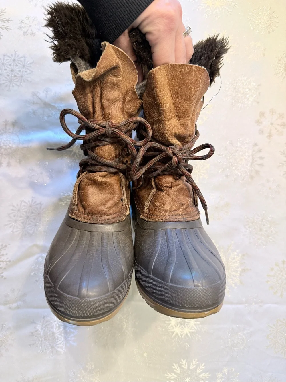 VINTAGE Sorel Badger Warm Winter Snow Boots Insulated Leather Waterproof Women 6